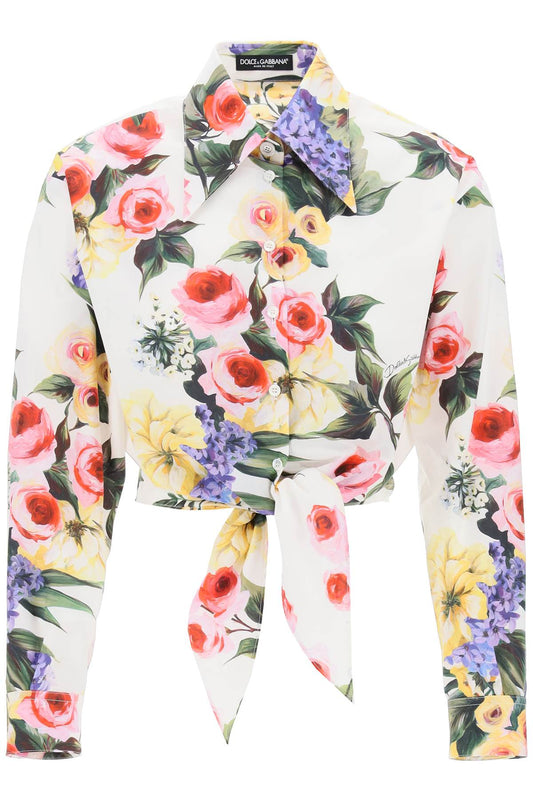 Rose Garden Cropped Shirt  - White