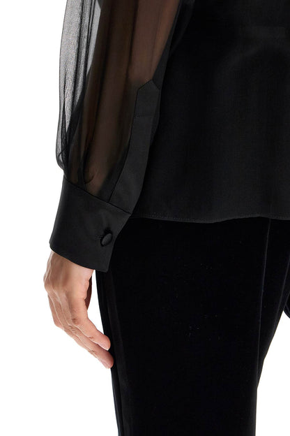 'chiffon Blouse With Bow  - Black