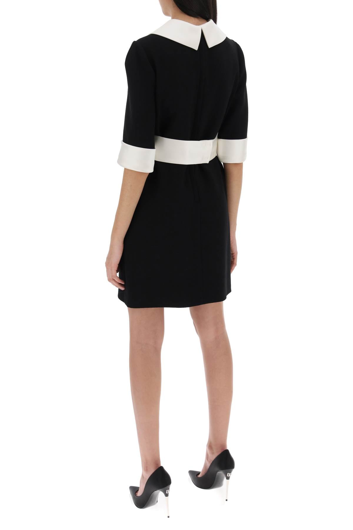 Mini Crepe And Satin Dress  - Black