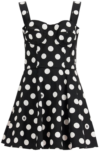 Polka Dot Print Strapless Mini Dress  - Black