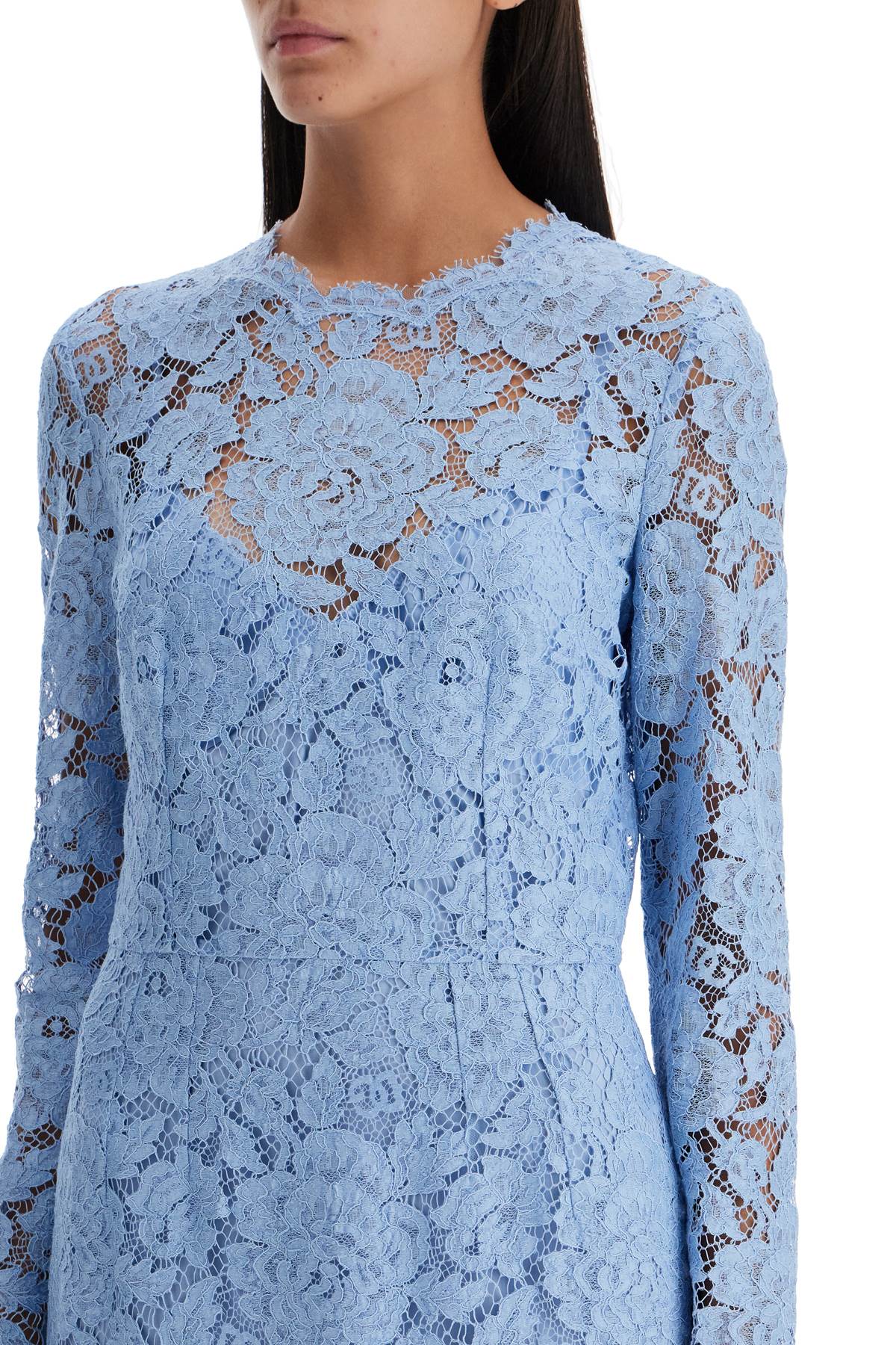 Lace Sheath Dress With A  - Light Blue