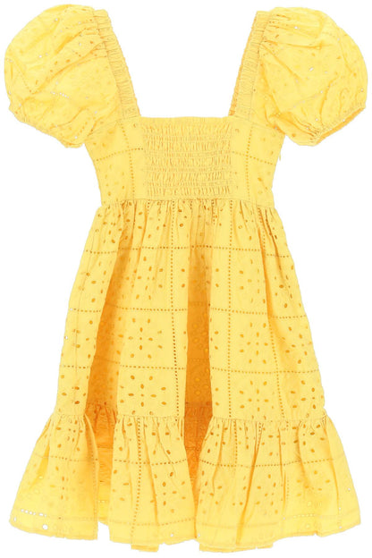 Broderie Mini Dress  - Yellow