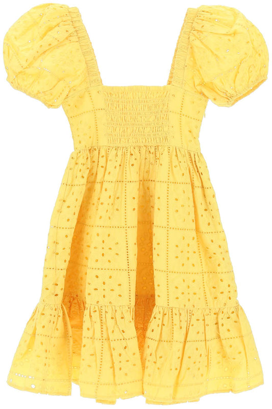 Broderie Mini Dress  - Yellow