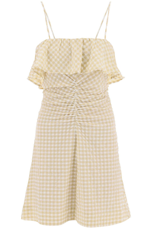 Gingham Motif Dress  - Beige