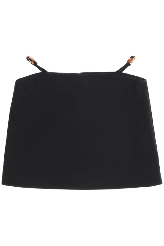 Organic Cotton Mini Skirt With Cut-out Details  - Nero