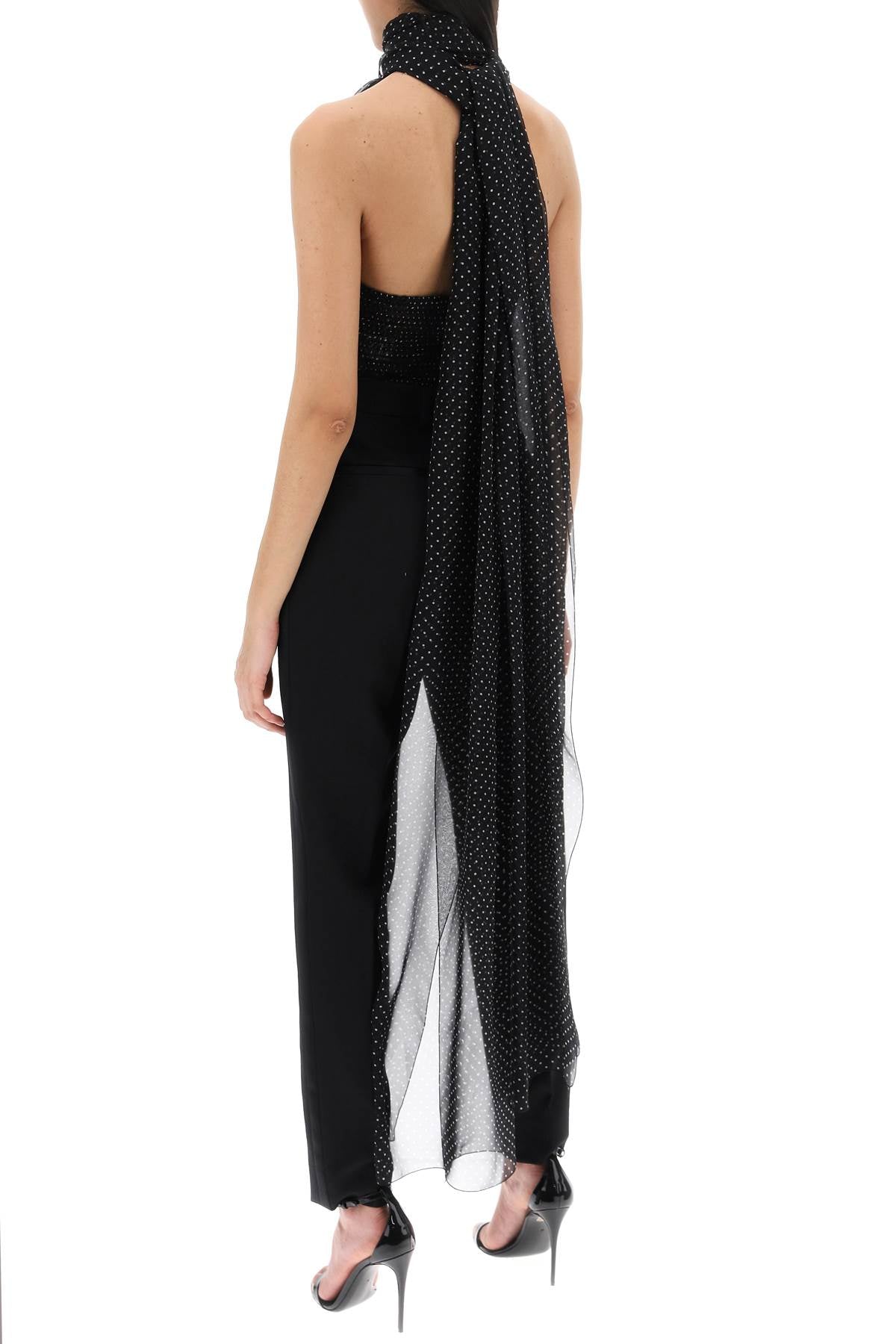 Chiffon Top With Scarf Accessory  - Black