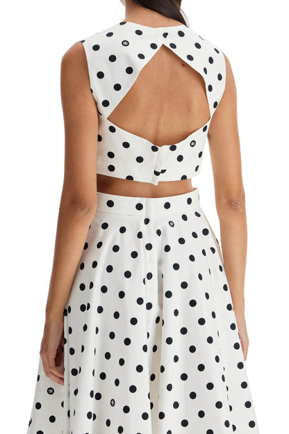 Polka Dot Cotton Bustier Top With  - White