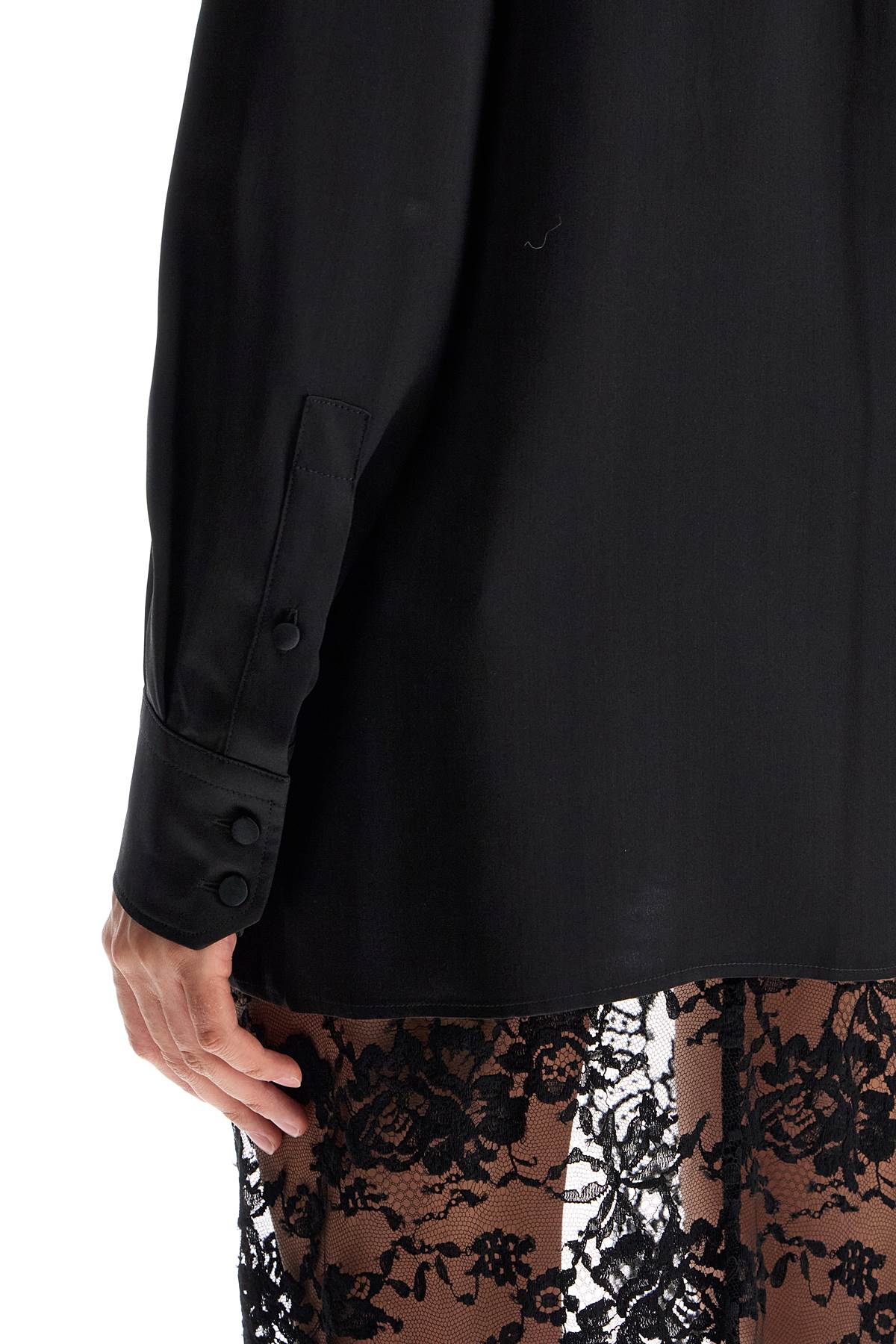 Silk Satin Blouse  - Black