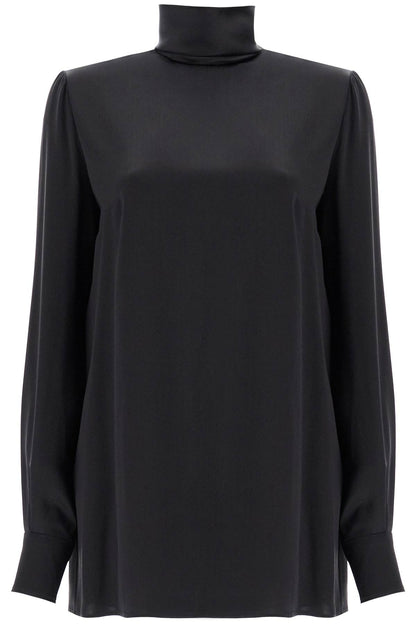 Silk Satin Blouse  - Black