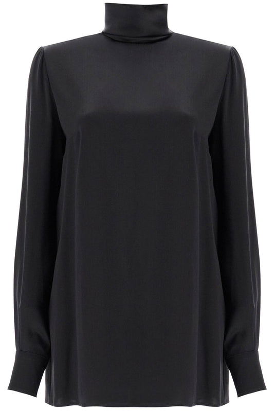 Silk Satin Blouse  - Black