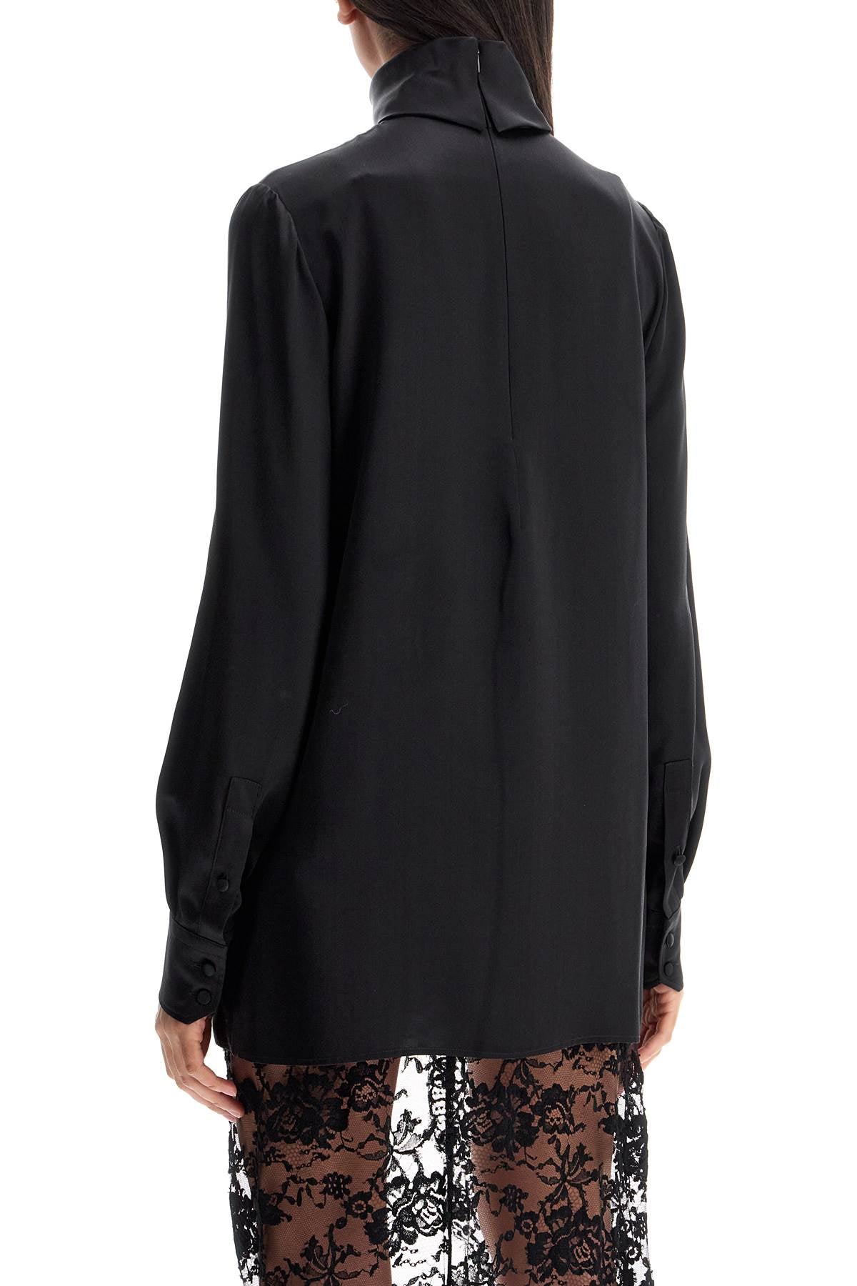 Silk Satin Blouse  - Black