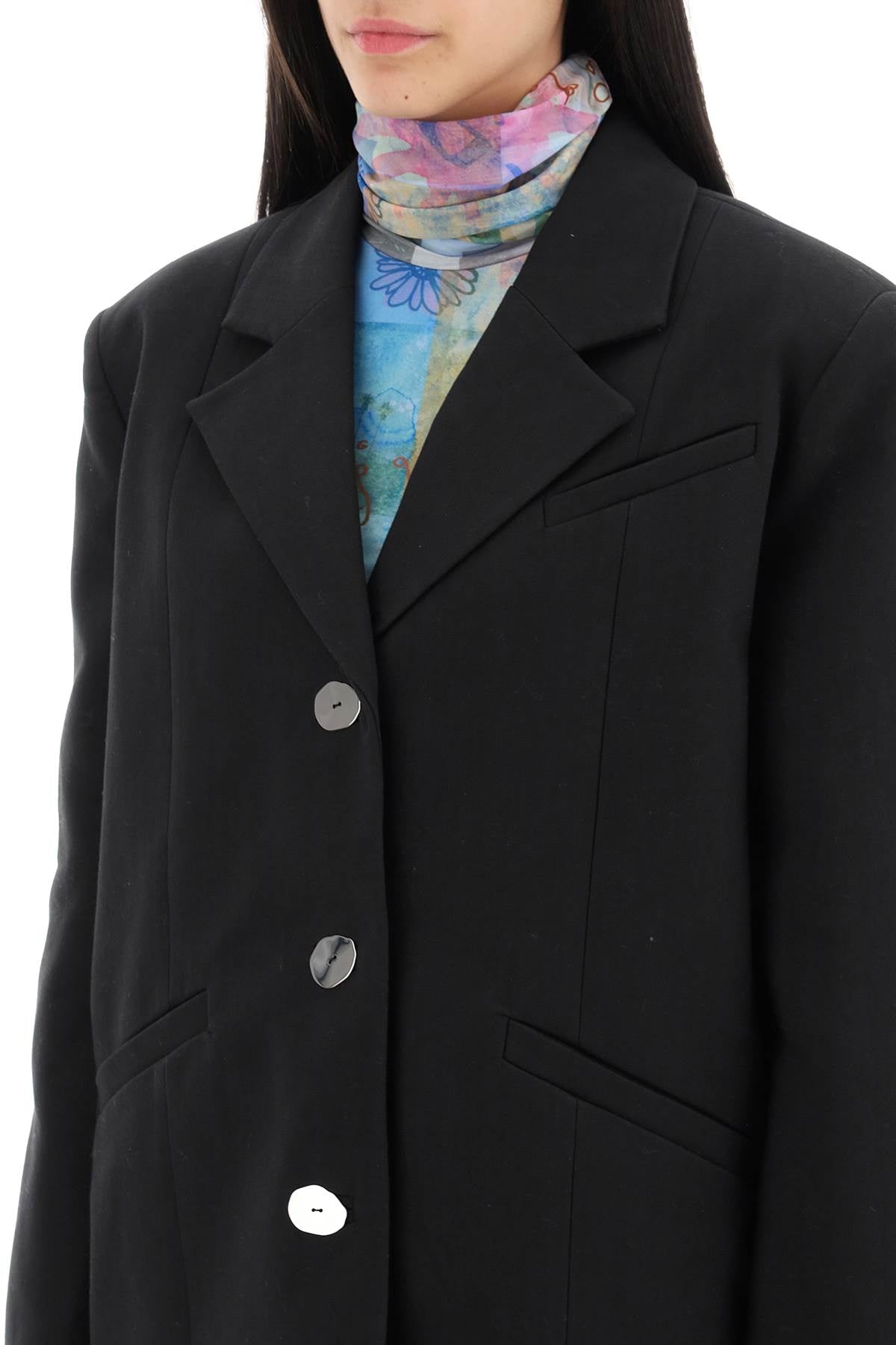 Oversized Single-breasted Blazer  - Nero