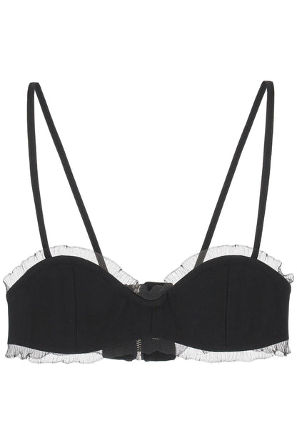 Fishnet Knit-edged Bra  - Nero