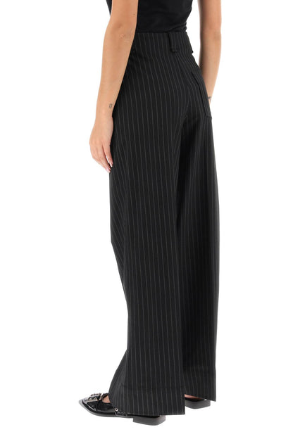 Pinstriped Wide Leg Pants  - Nero