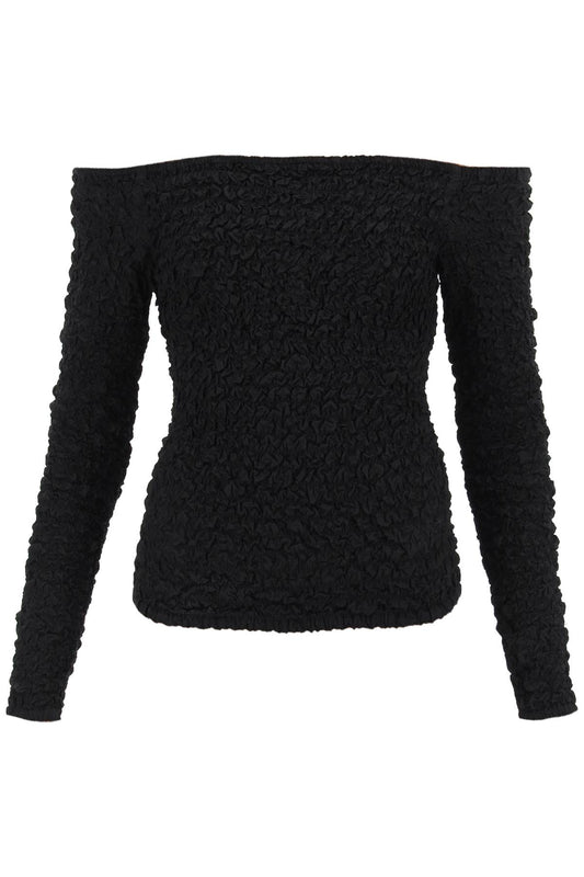 Smocked Long-sleeved Top  - Nero