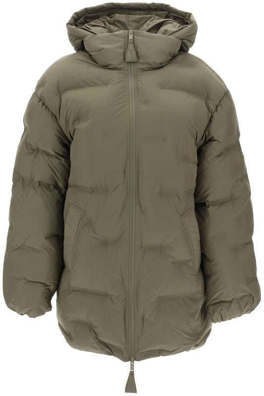 Midi Puffer Jacket With Detachable Hood  - Verde