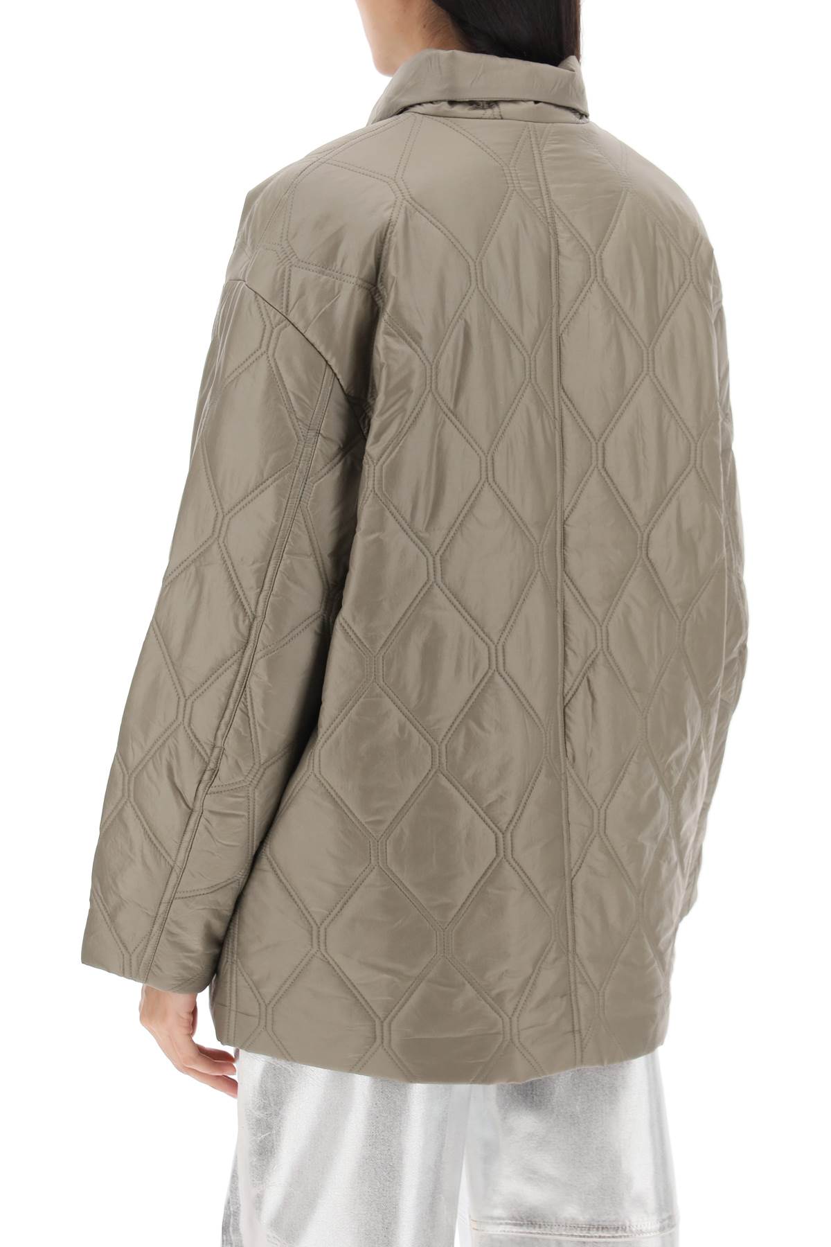 Quilted Oversized Coat  - Khaki