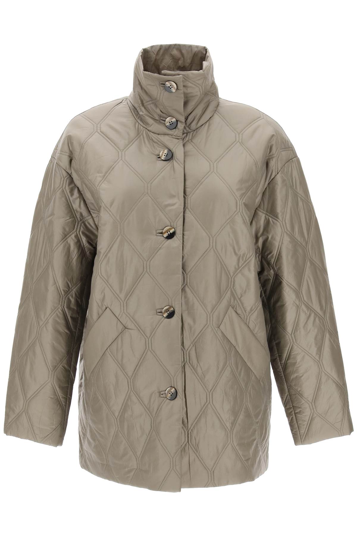 Quilted Oversized Coat  - Khaki