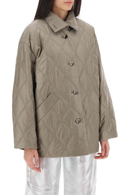 Quilted Oversized Coat  - Khaki