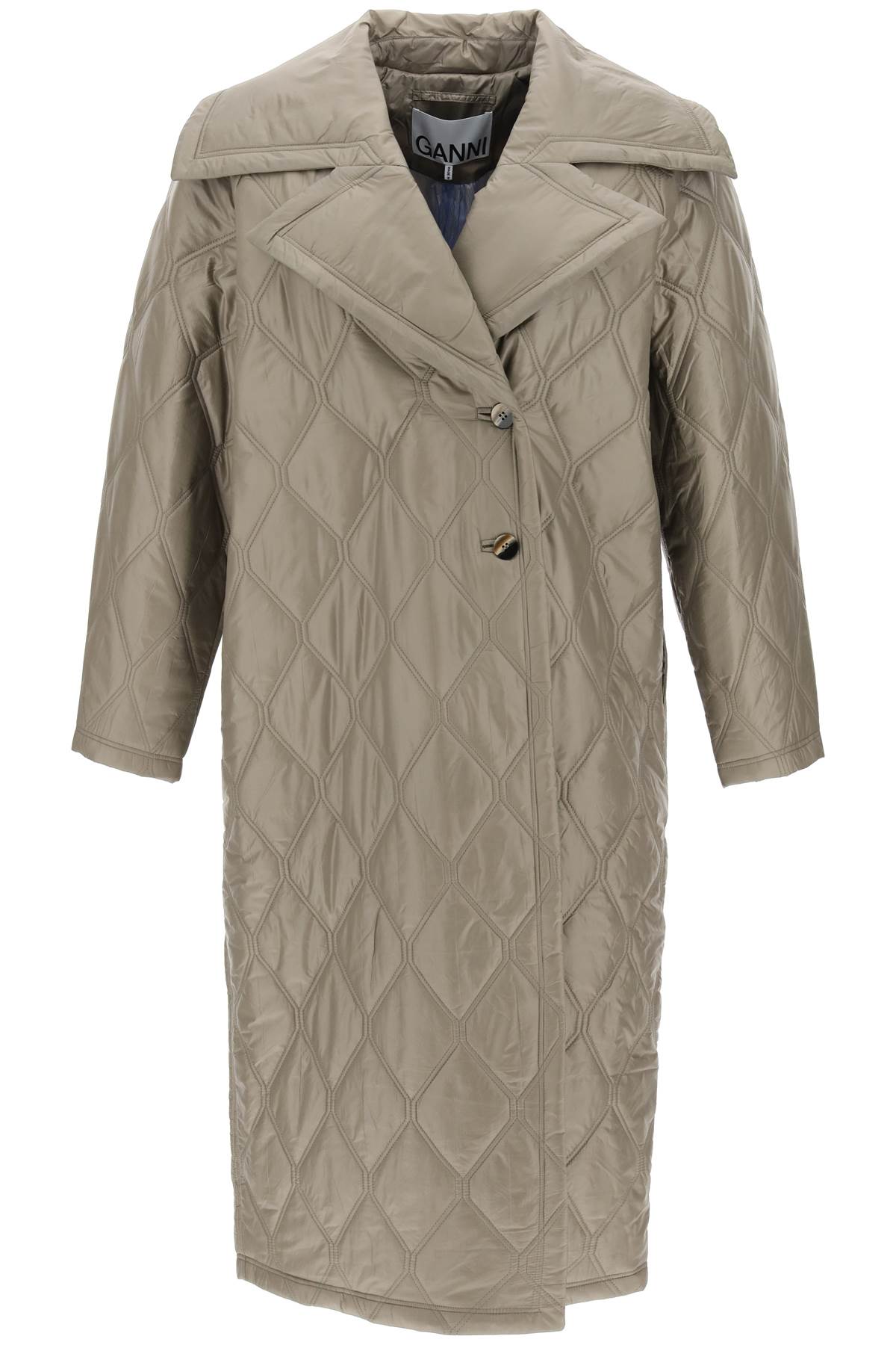 Quilted Oversized Coat  - Khaki