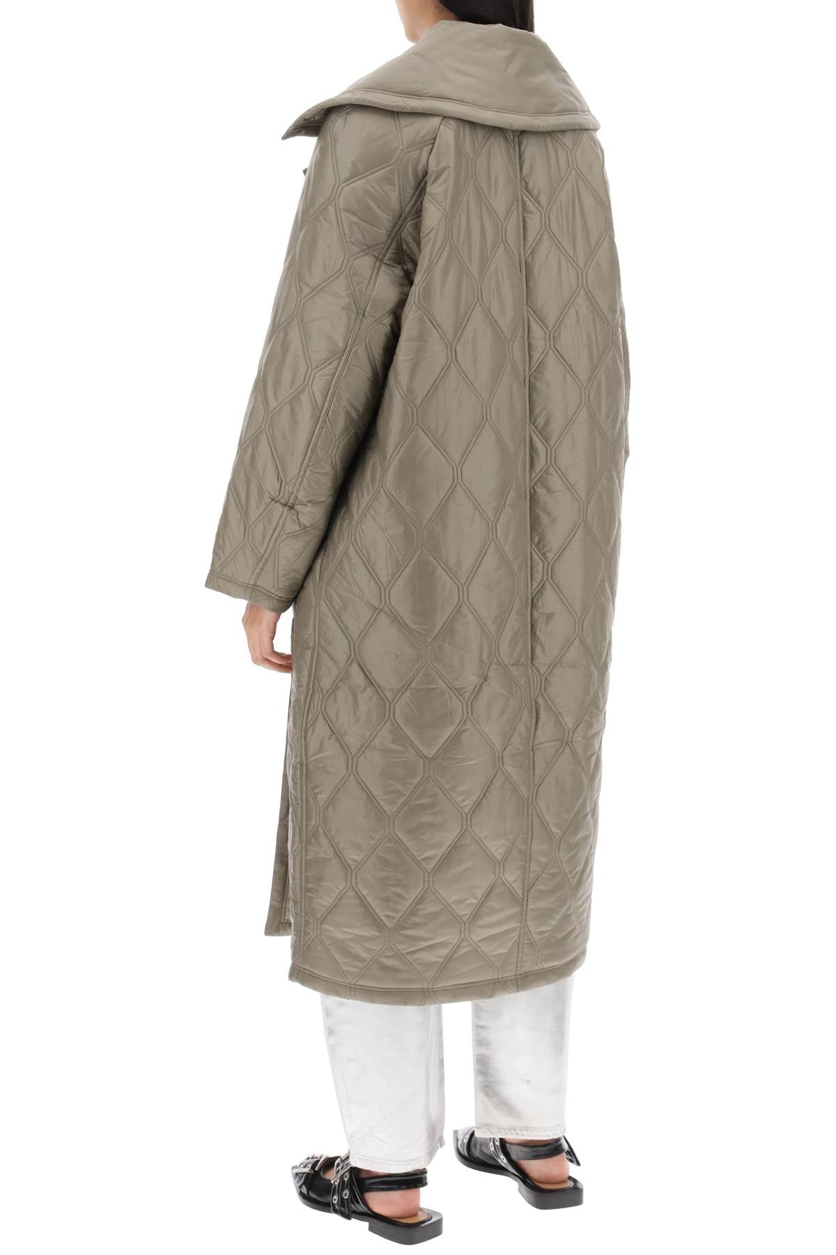 Quilted Oversized Coat  - Khaki