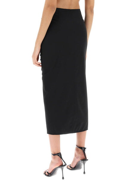 Midi Skirt With Ornamental Bows  - Black