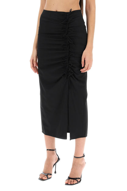 Midi Skirt With Ornamental Bows  - Black