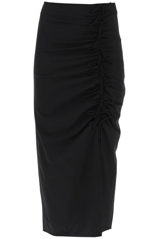 Midi Skirt With Ornamental Bows  - Black