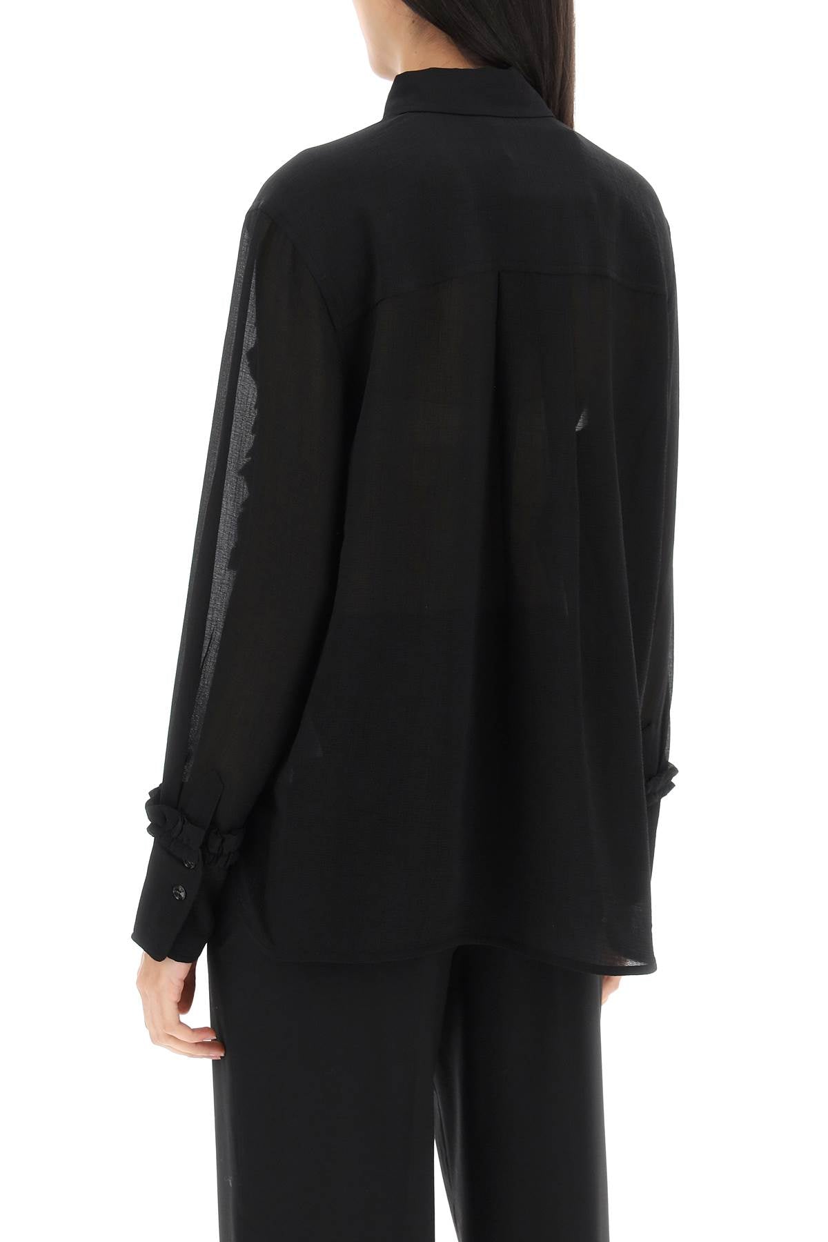 Ruffled Chiffon Shirt  - Black