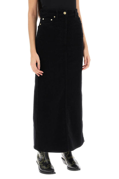 Corduroy Column Skirt  - Black