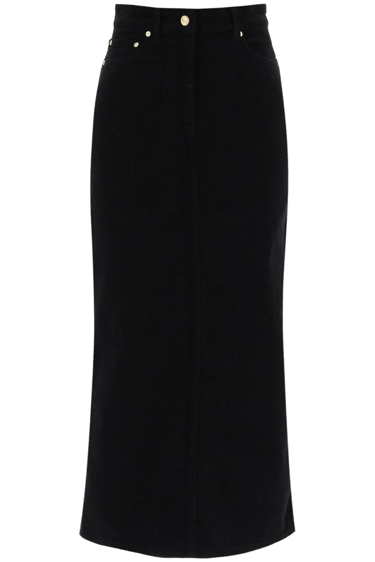 Corduroy Column Skirt  - Black