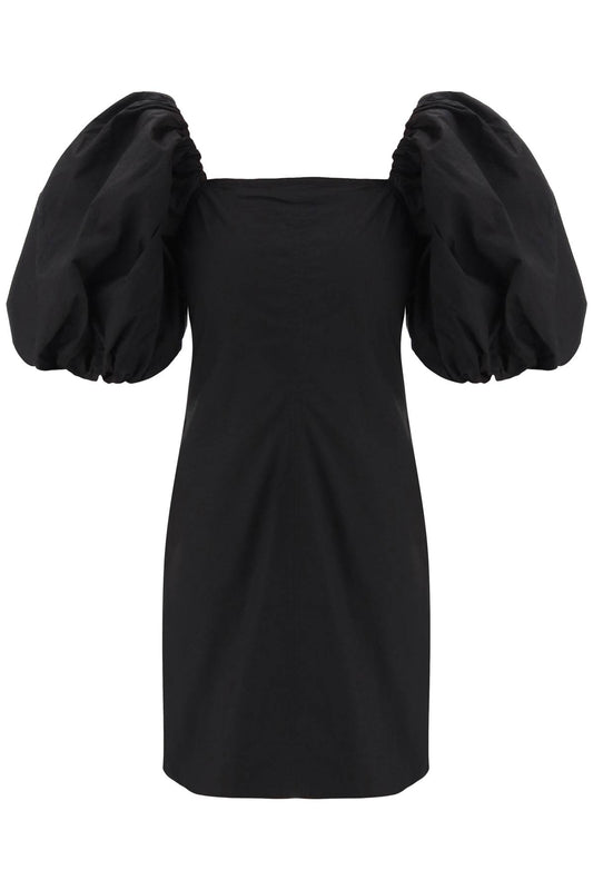 Mini Dress With Balloon Sleeves  - Black