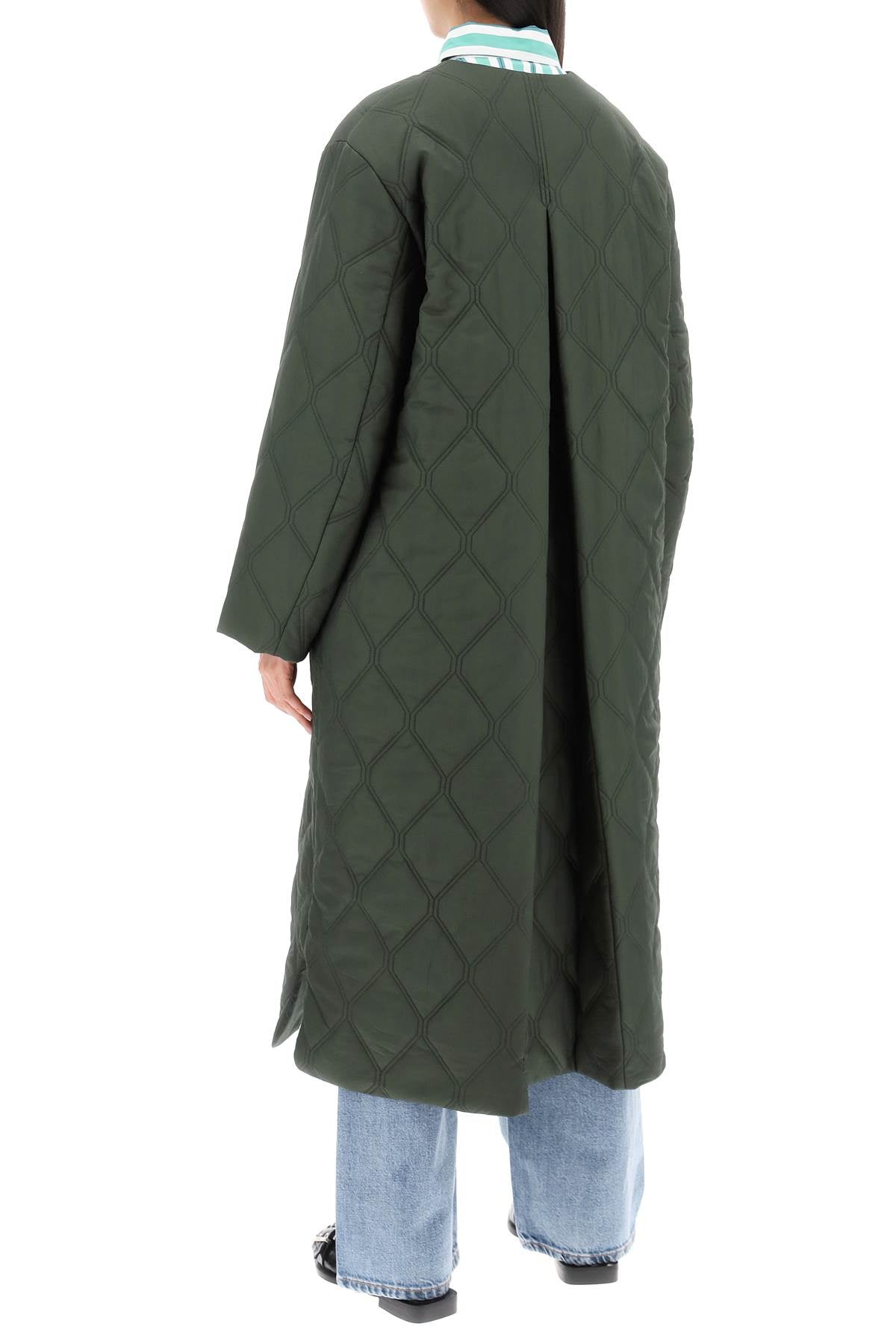 Quilted Midi Coat  - Green