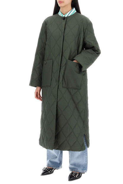 Quilted Midi Coat  - Green