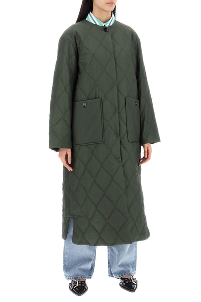 Quilted Midi Coat  - Green