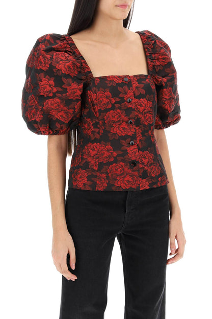 Blouse In Floral Jacquard  - Red