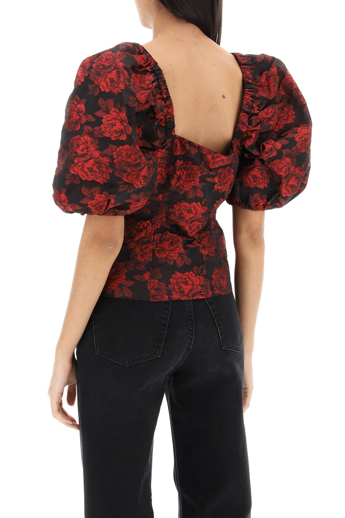 Blouse In Floral Jacquard  - Red