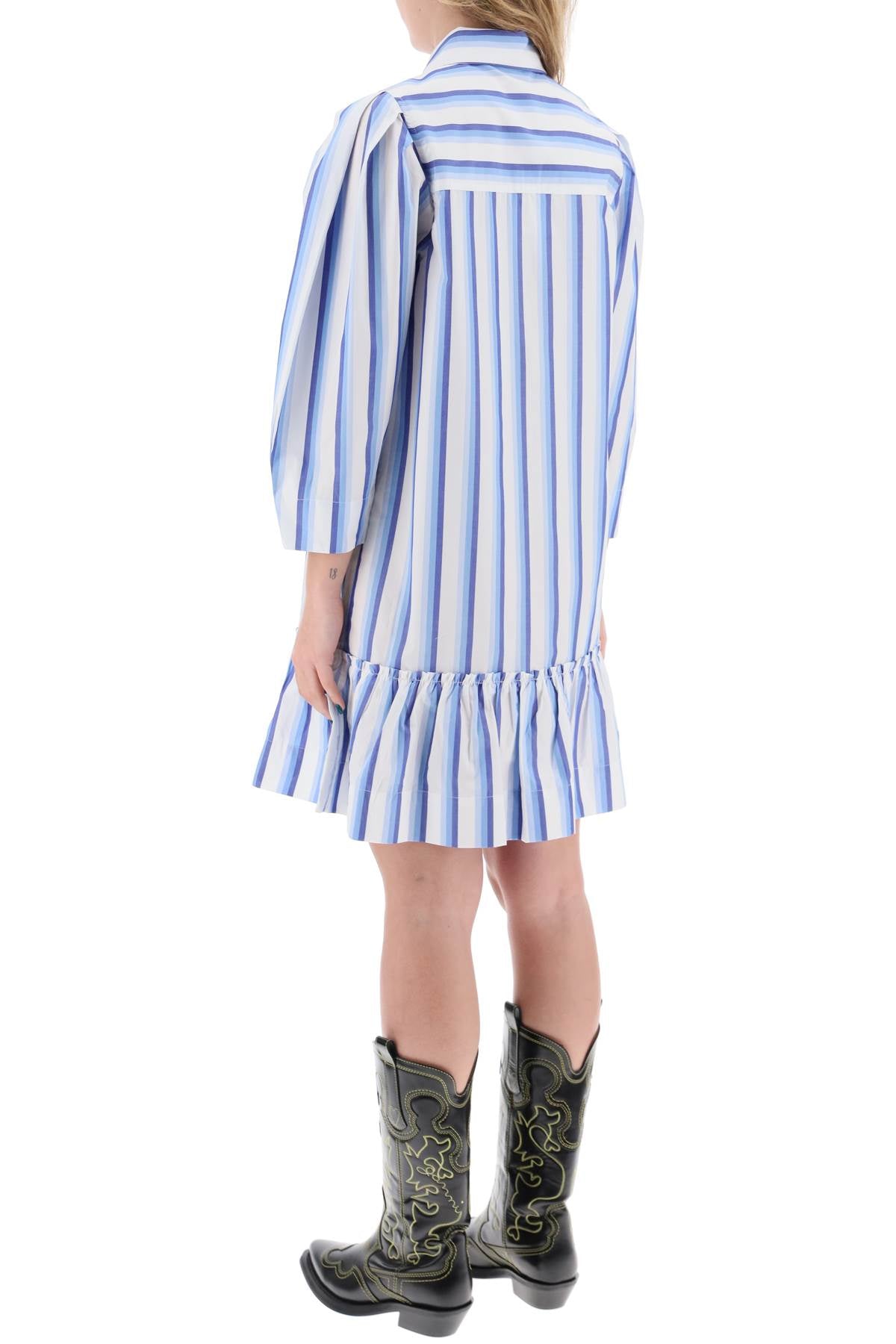 Striped Dress With Ruffles.  - Pink