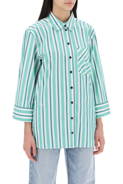 "oversized Striped Poplin Shirt  - White