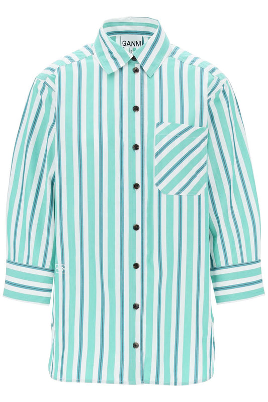 "oversized Striped Poplin Shirt  - White