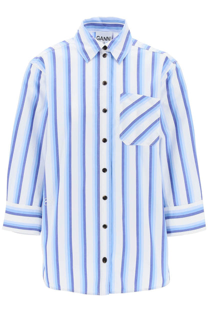 "oversized Striped Poplin Shirt  - White