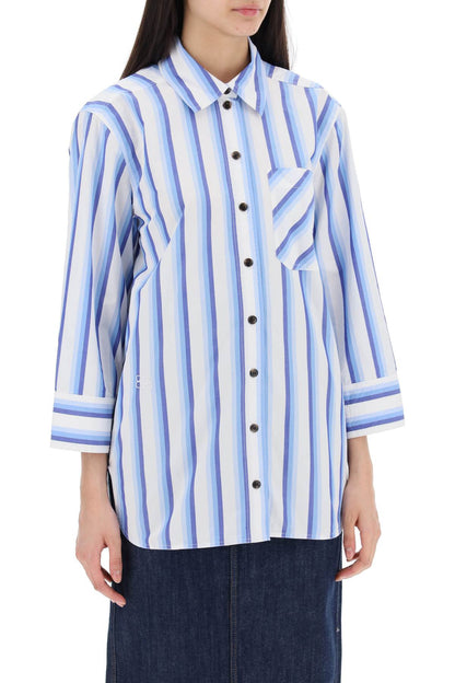 "oversized Striped Poplin Shirt  - White