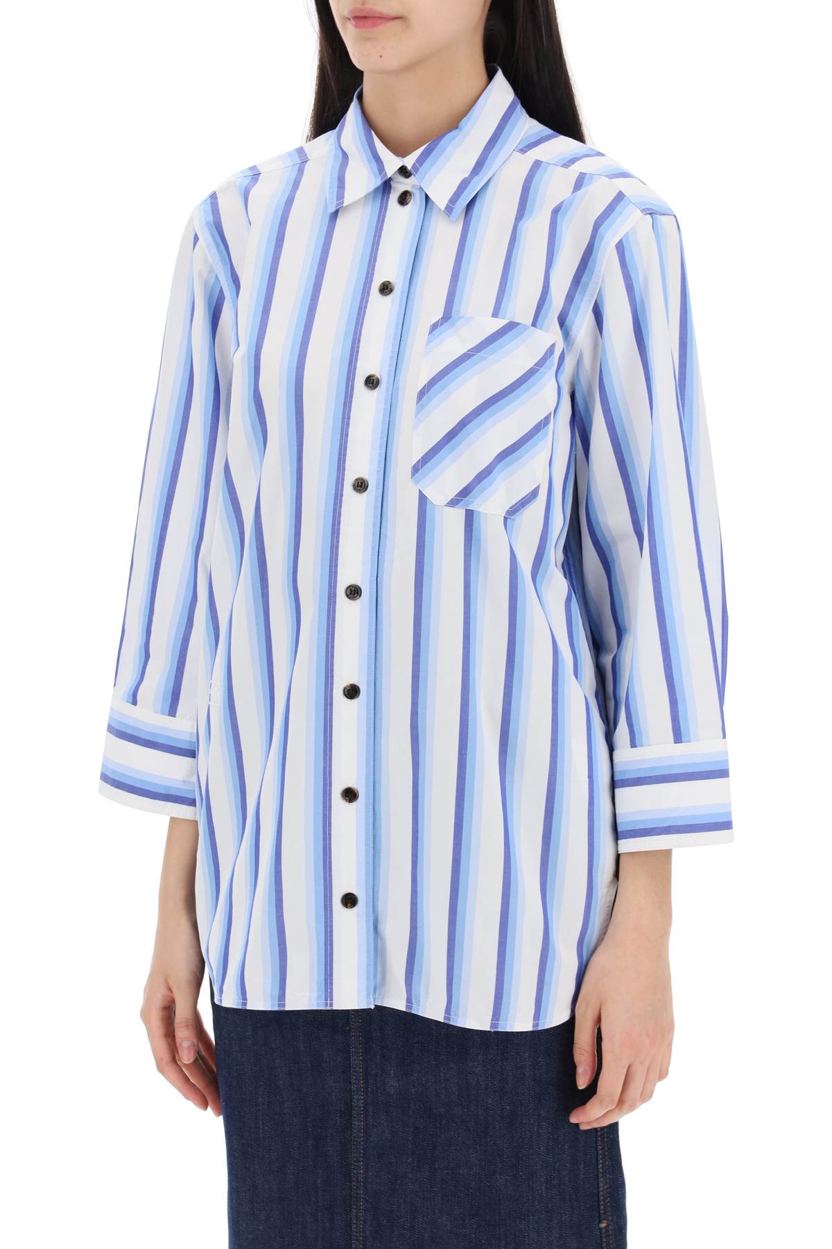 "oversized Striped Poplin Shirt  - White