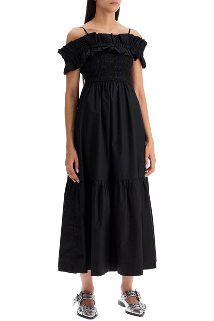 "poplin Smock Dress  - Black