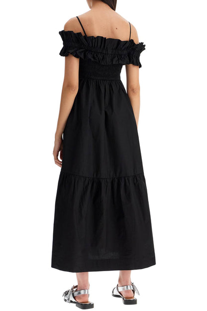 "poplin Smock Dress  - Black