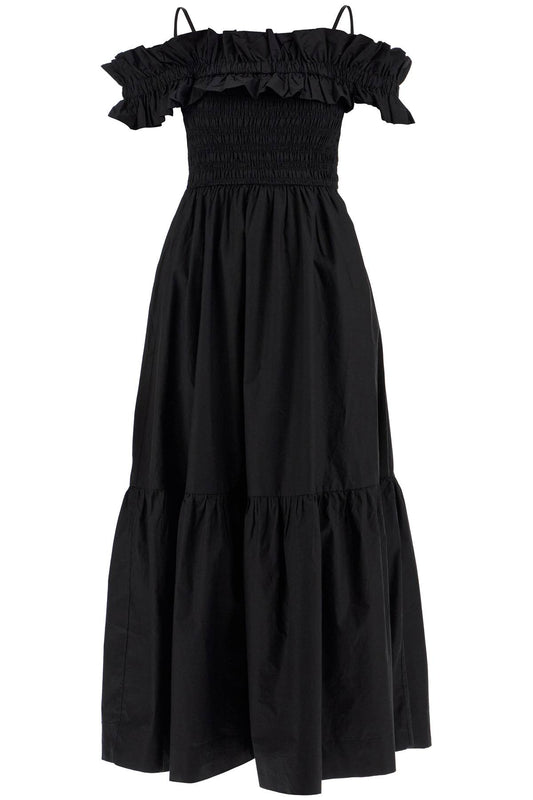 "poplin Smock Dress  - Black