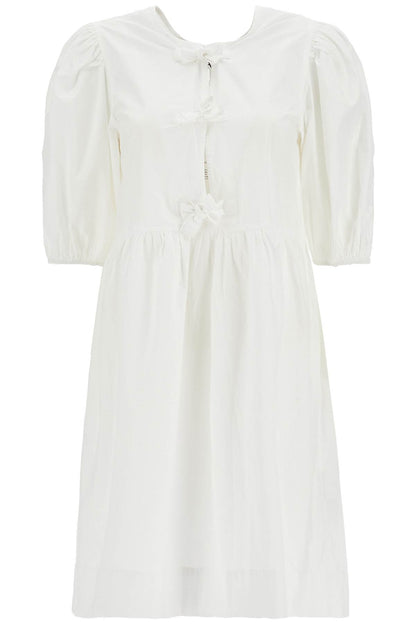 Organic Cotton Tie String Mini Dress  - White