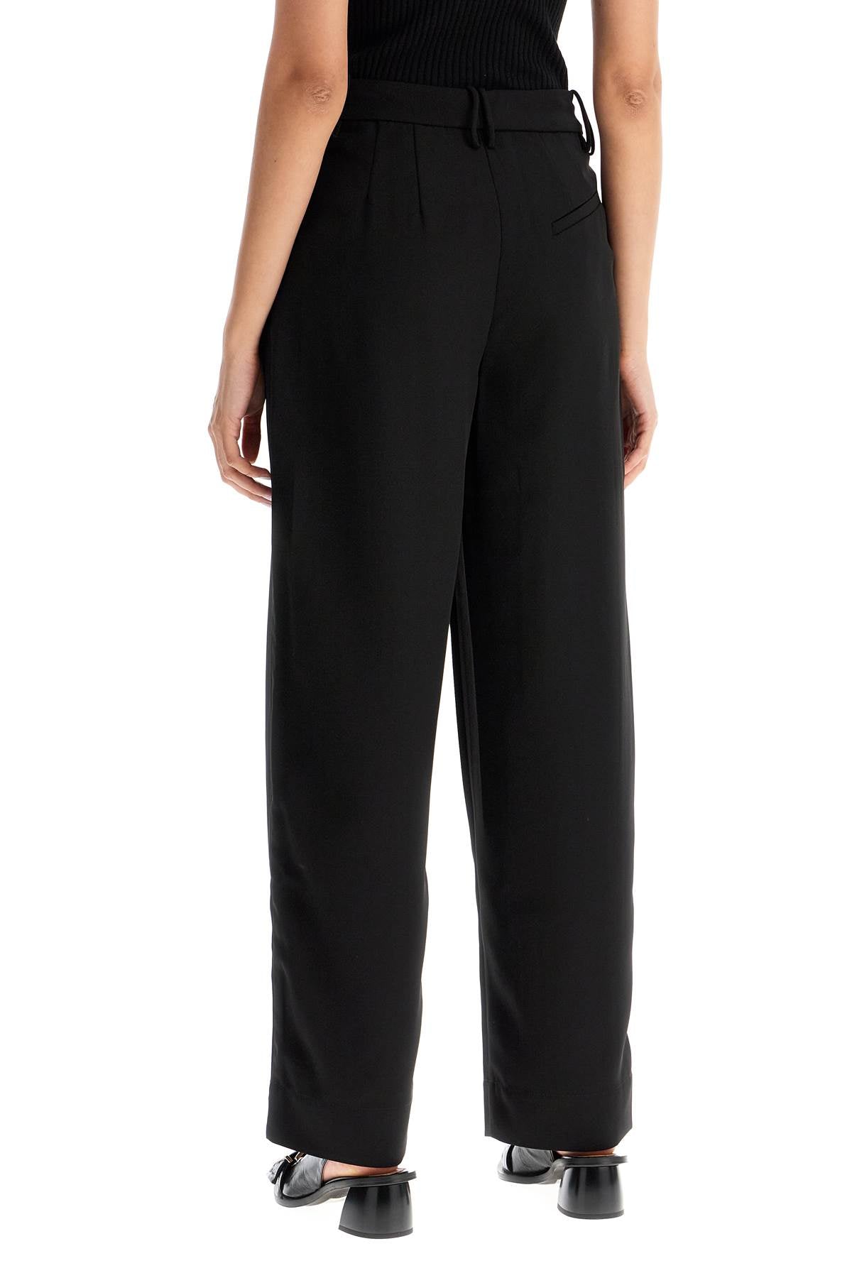 Lightweight Pants With Pleats  - Black