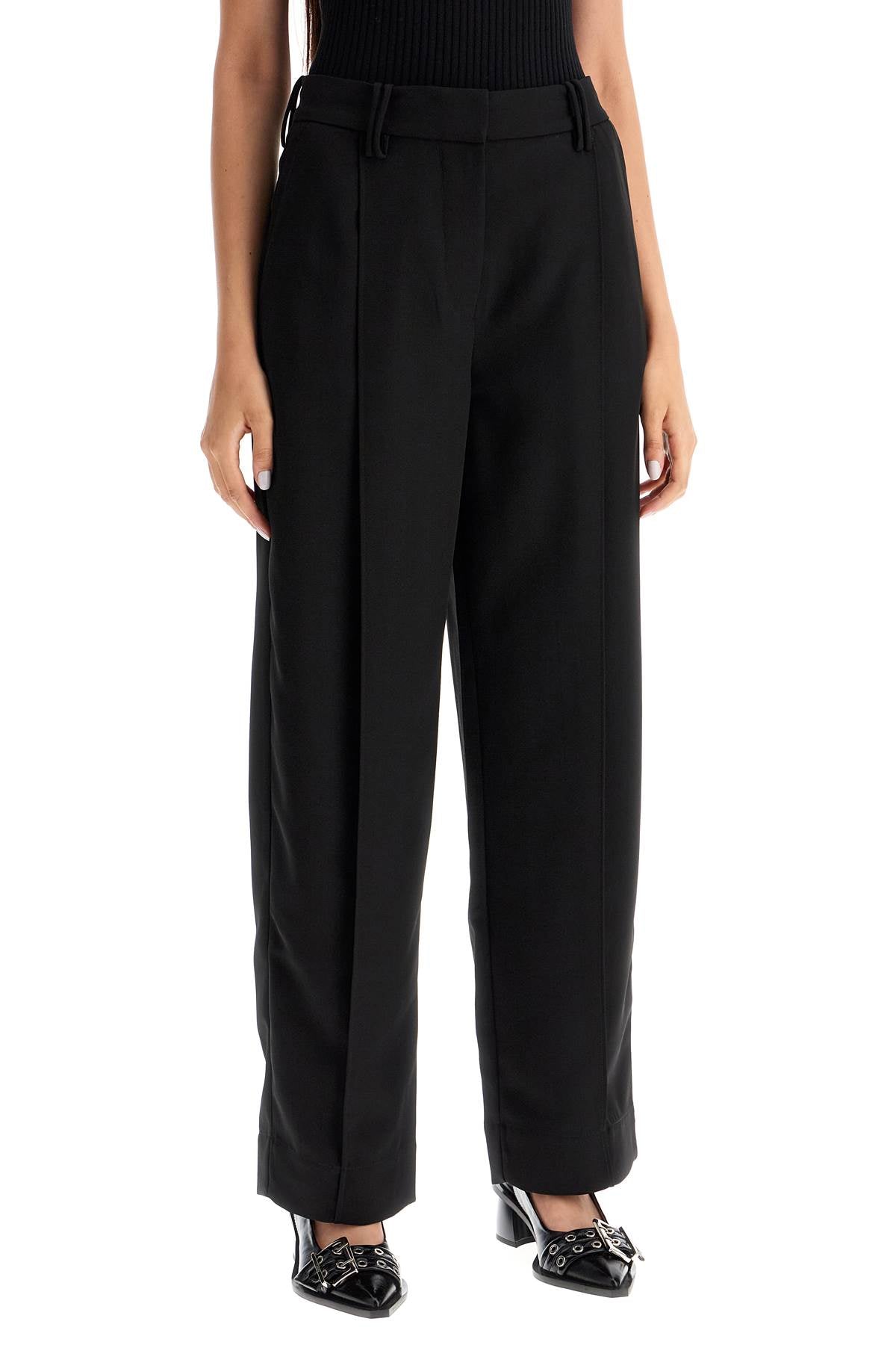 Lightweight Pants With Pleats  - Black