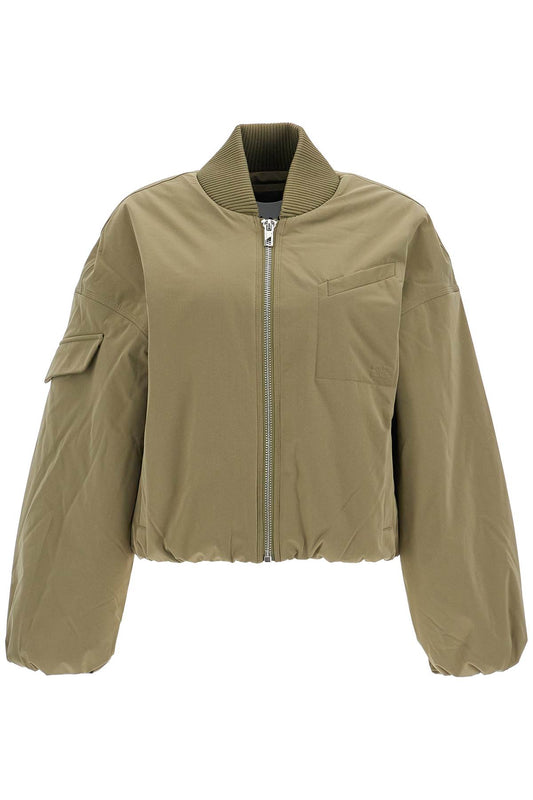 Short Oversized Bomber Jacket  - Green